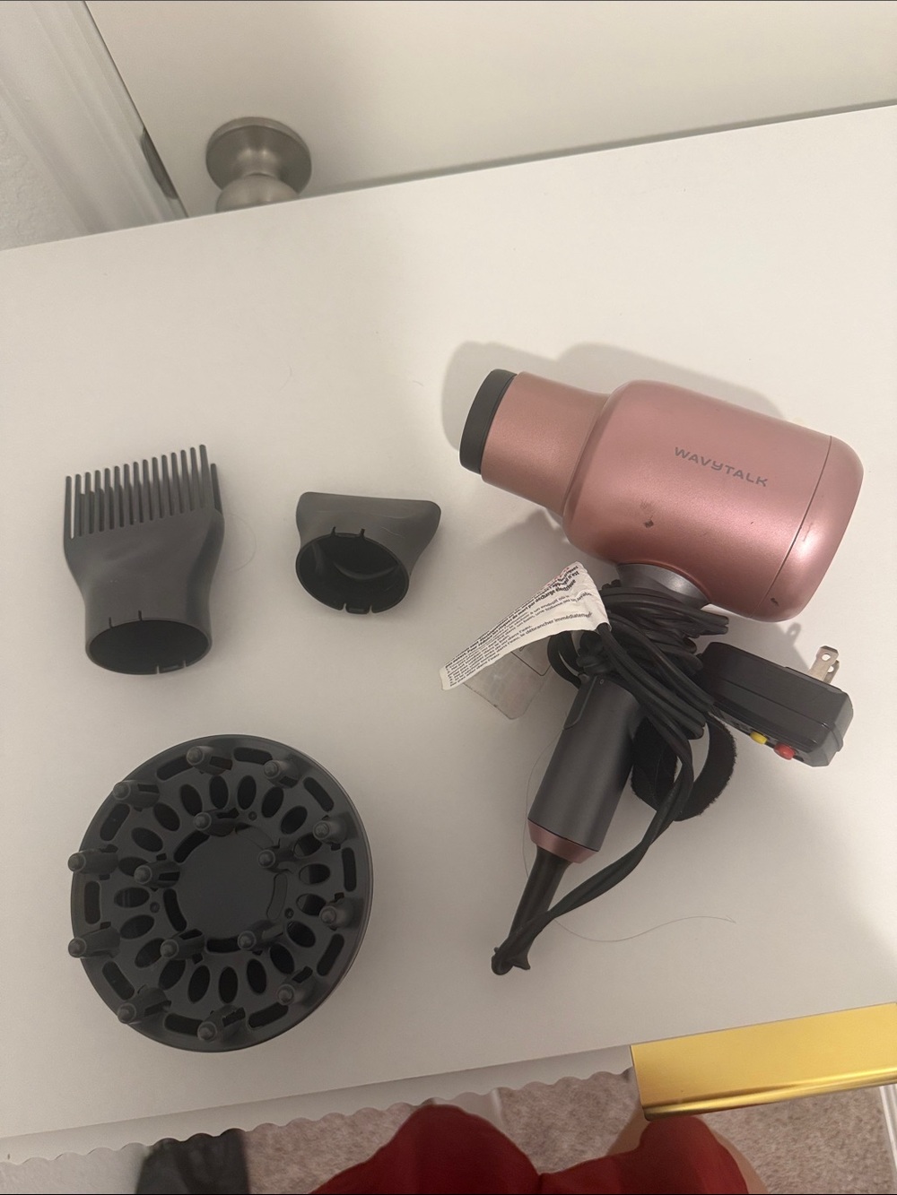 Rose Gold Travel Hair Dryer with Diffuser & Nozzle Attachments